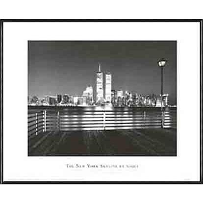 New York Skyline by Night（ラルフ ウィッカー） 額装品 アルミ製ハイグレードフレーム