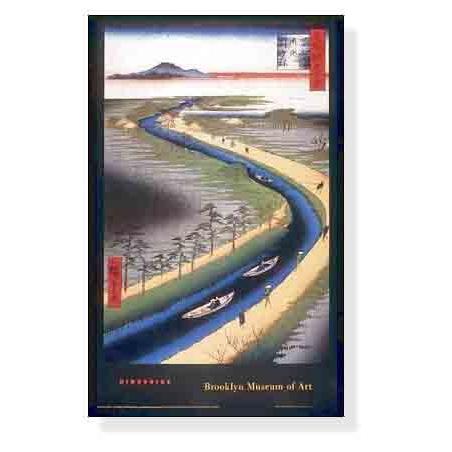 ポスター アート 名所江戸百景-四ツ木通用水引舟（ウタガワ ヒロシゲ） 額装品 アルミ製ハイグレードフレーム_2