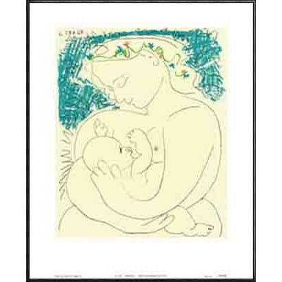 母性（パブロ ピカソ） 額装品 アルミ製ハイグレードフレーム : az