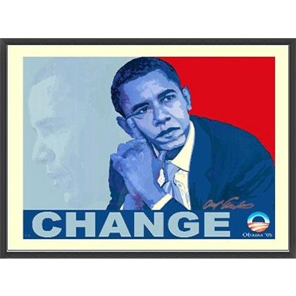 Barack Obama change（アームストロング） 額装品 ウッドベーシックフレーム