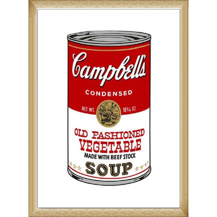 Campbells Soup Series II Old 2022年のクリスマス Fashioned ウォーホル アンディ 額装品 1968 Vegetable ウッドベーシックフレーム メーカー再生品