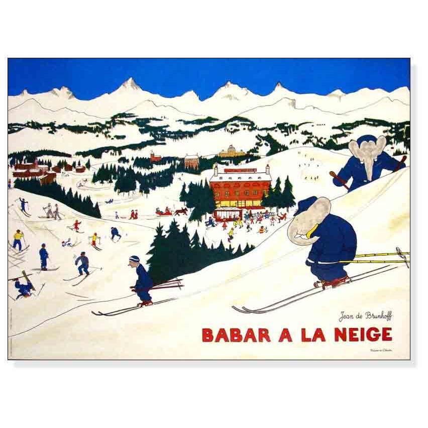 ポスター アート Babar A La Neige 1986年（ジャン ド ブリュノフ 