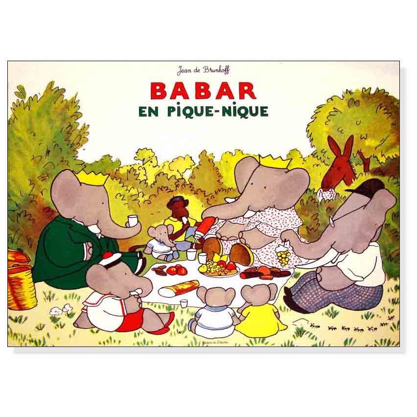 ポスター アート Babar en Pique-nique（ジャン ド ブリュノフ） 額装
