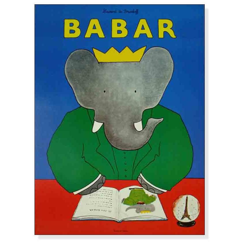 ポスター アート Babar 1990年（ジャン ド ブリュノフ） 額装品 ウッドハイグレードフレーム_2
