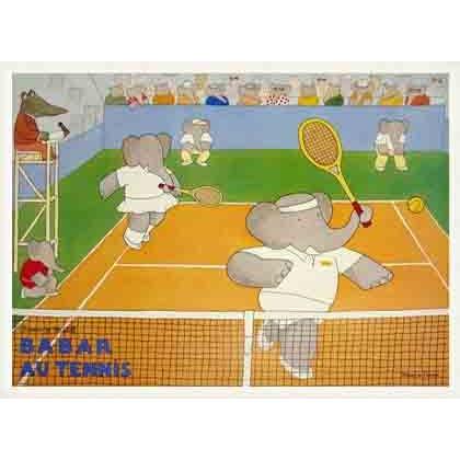 額装品/Babar en Tennis 1990年（ジャン ド ブリュノフ） ポスター アート Babar en Tennis 1990年（ジャン ド ブリュノフ