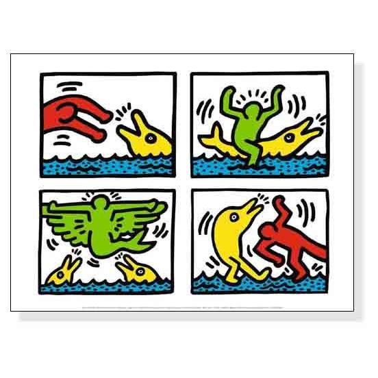 Pop Shop Quad I、 1987（キース ヘリング） 額装品 ウッドハイ