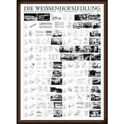 ポスター アート Die Weissenhofsiedlung（ミース ファン デル ローエ） 額装品 ウッドハイグレードフレーム