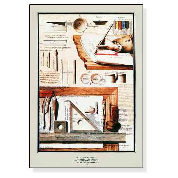 ポスター アート Instruments Du Dessinateur（ジャン　ジャック　ルクー） 額装品 ウッドベーシックフレーム_2