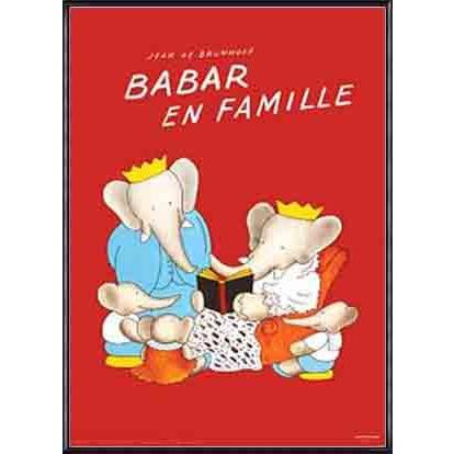 Babar en Famille（ジャン ド ブリュノフ） 額装品 アルミ製ハイグレードフレーム