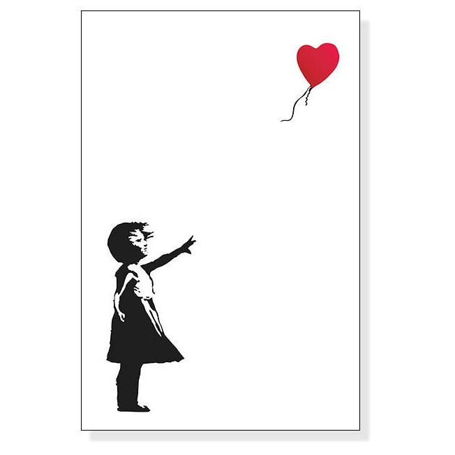 額装品/少女と風船/BalloonGirl/バンクシー/アート/インテリア/貴重 赤い風船に手を伸ばす少女」の作品解説。バンクシーの代表作