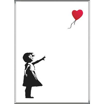 ポスター アート Balloon Girl 赤い風船と少女（バンクシー） 額装品 アルミ製ハイグレードフレーム
