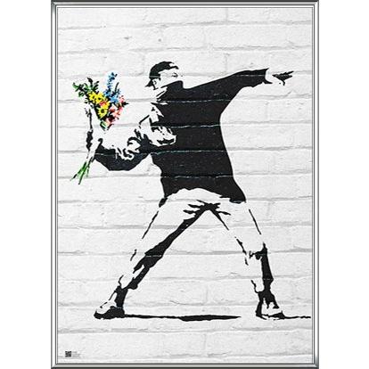 ポスター アート Flower Bomber（バンクシー） 額装品 アルミ製ハイグレードフレーム