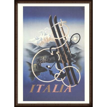 額装済/LAtlantique/アドルフ ムーロン カッサンドル/アートポスター ポスター アート Italia（アドルフ ムーロン カッサンドル） 額装品