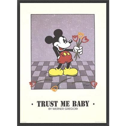 ポスター アート Trust Me Baby（ワーナー グレゴリー） 額装品 ウッドベーシックフレーム