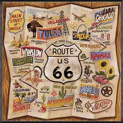ポスター アート Route 66（カレン デュプレ） 額装品 アルミ製ハイグレードフレーム