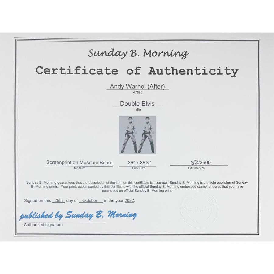 額装済/Sunday B Morning Double Elvis 限定3500枚 証明書付（アンディ