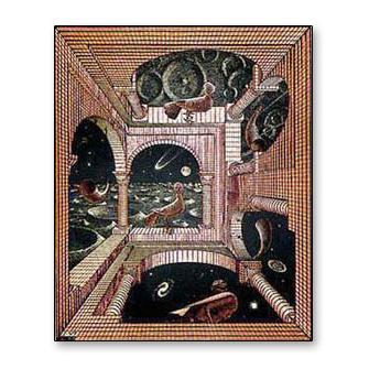 別世界（MC エッシャー） 額装品 ウッドベーシックフレーム : az