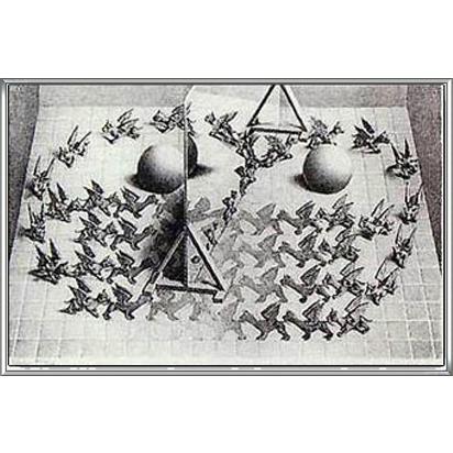 魔法の鏡（MC エッシャー） 額装品 アルミ製ハイグレードフレーム : az