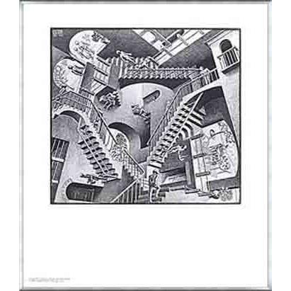 相対性（MC エッシャー） 額装品 アルミ製ベーシックフレーム : az