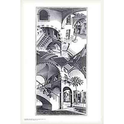 上と下（MC エッシャー） 額装品 ウッドベーシックフレーム : az