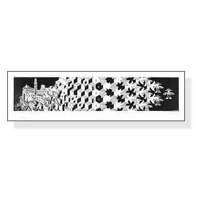 70s エッシャー　ヴィンテージ ポスター4枚セット　メタモルフォーゼ　美品 Metamorphose I（MC エッシャー） 額装品 アルミ製ベーシックフレーム