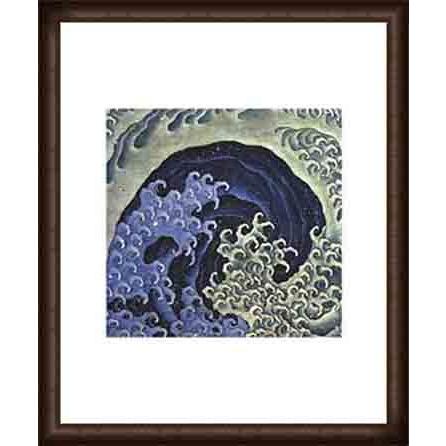 怒涛図 女浪（ホクサイ） 額装品 ウッドハイグレードフレーム