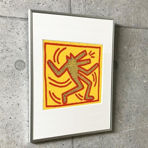 特別額装マット作品/アートポスター/Untitled  1982 (red dog on yellow)（キース ヘリング）｜aziz
