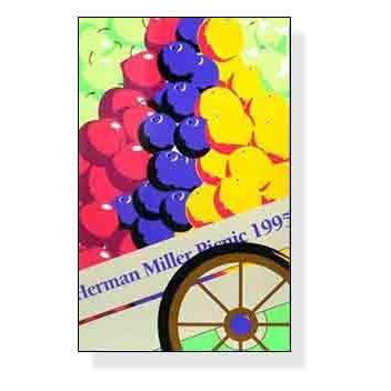 ポスター アート Fruit Cart　サマーピクニック 1995年 Kathy Stanton（ハーマンミラー） 額装品 ウッドハイグレードフレーム｜aziz｜03