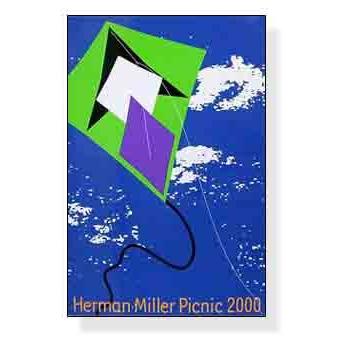 ポスター アート Kite サマーピクニック　2000年 Kathy Stanton（ハーマンミラー） 額装品 アルミ製ハイグレードフレーム｜aziz｜03