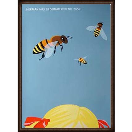 レトロマッチラベル 北欧デザイン 鳥 ポスター アート Bees サマー