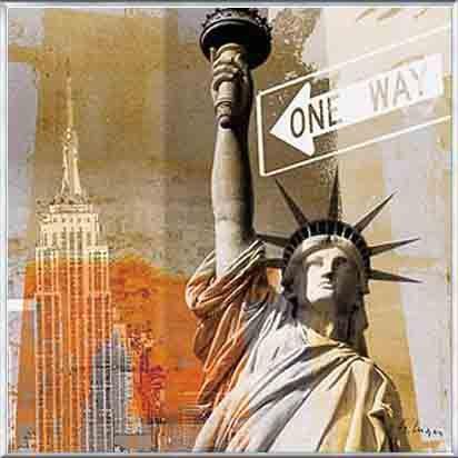 ポスター アート New York II（ゲリー ルガー） 額装品 アルミ製ベーシックフレーム