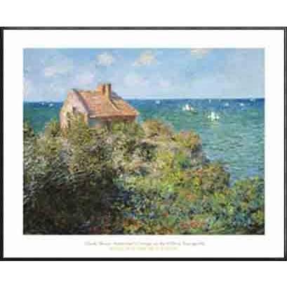 ポスター アート ヴァランジュヴィルの崖の漁師小屋 1882（クロード