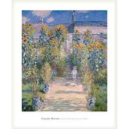 豊富な品 ポスター アート ヴェトゥイユの画家の庭園 1880（クロード モネ） 額装品 ウッドベーシックフレーム