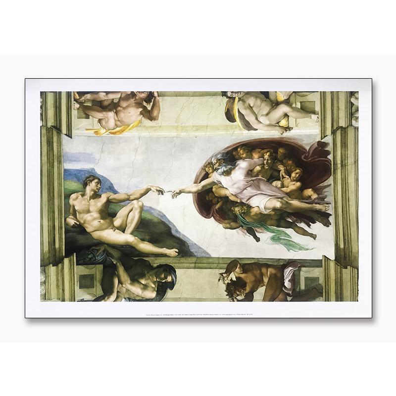 ミケランジェロ絵画デザインブランデー The Creation of Adam (full)（ミケランジェロ ブオナローティ） 額装