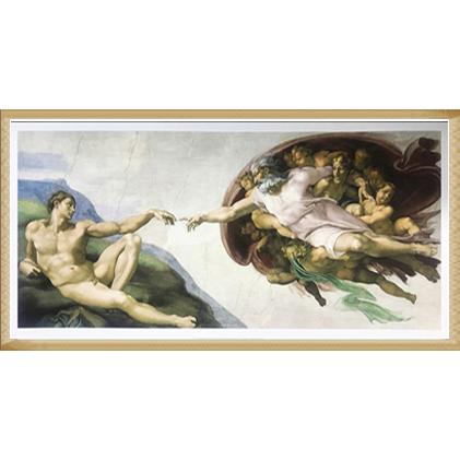 The Creation of Adam（ミケランジェロ ブオナローティ） 額装品 ウッドベーシックフレーム