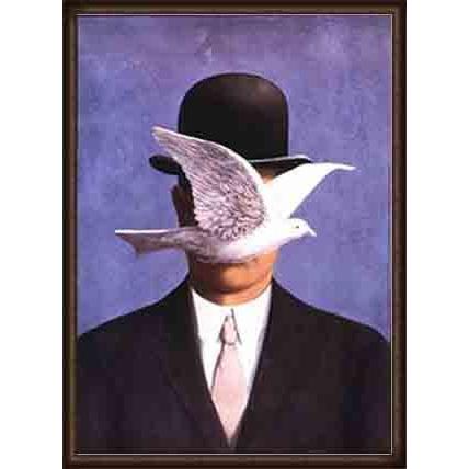 ポスター アート 山高帽の男（ルネ マグリット） 額装品 ウッドハイ