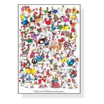 ポスター アート One Hundred Chickens and a Worm（ケビン） 額装品 ウッドハイグレードフレーム_2