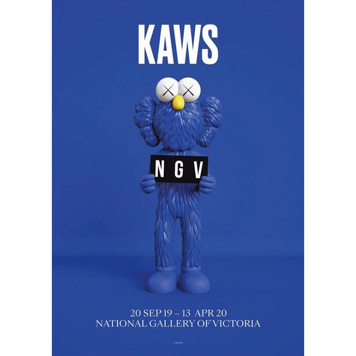 KAWS NGVポスター額装品ブルー木製フレーム