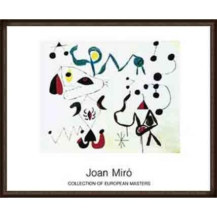 Femmes et Oiseau la nuit1945（ジョアン ミロ） 額装品 ウッドハイ