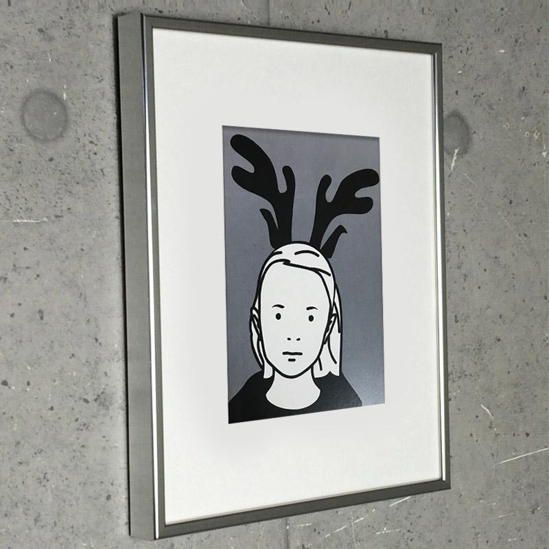 限定マット額装品/Julian Opie【Girl with reindeer antlers 1998