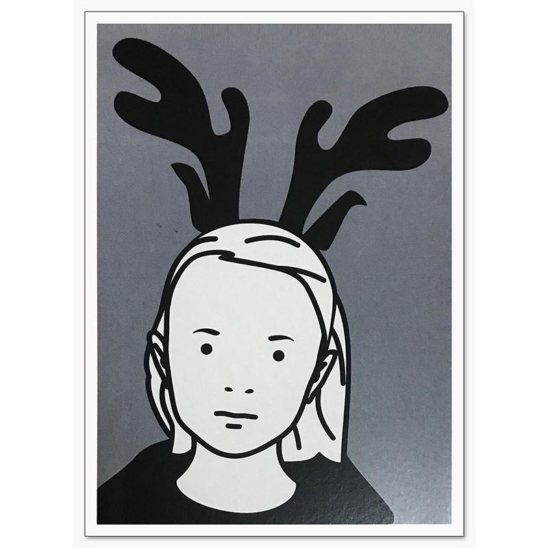 限定マット額装品/Julian Opie【Girl with reindeer antlers 1998