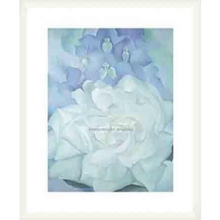 White Rose with Larkspur No. 2 1927（ジョージア オキーフ） 額装品 ウッドベーシックフレーム｜aziz