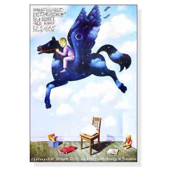 ポスター アート Ale Kino!、 17. Festival of Films for Children 1999（ラファル オルビンスキ） 額装品 ウッドベーシックフレーム_2