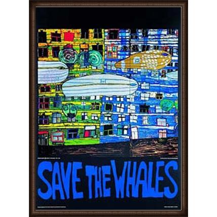 Save the whales（フンデルトヴァッサー） 額装品 ウッドハイグレードフレーム