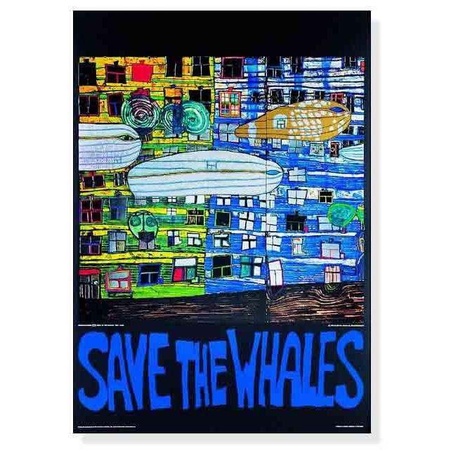 Save the whales（フンデルトヴァッサー） 額装品 ウッドハイグレードフレーム_2