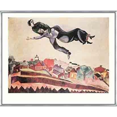 ポスター アート 町の上で 1924 限定1000枚（マルク シャガール） 額装品 アルミ製ベーシックフレーム