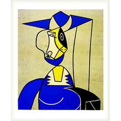 ポスター アート Femme Au Chapeau（ロイ リキテンスタイン） 額装品 ウッドベーシックフレーム