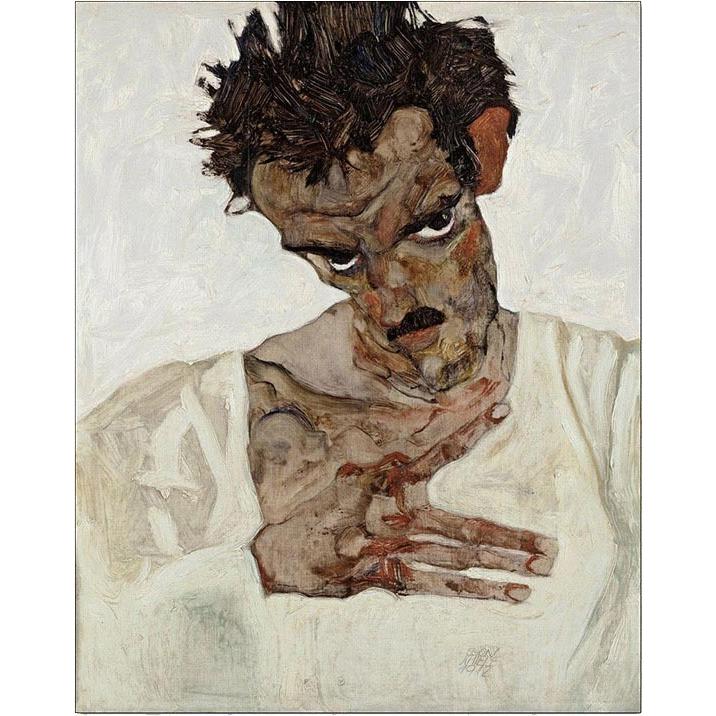Portrait with Lowered Head（エゴン シーレ） 額装品_2