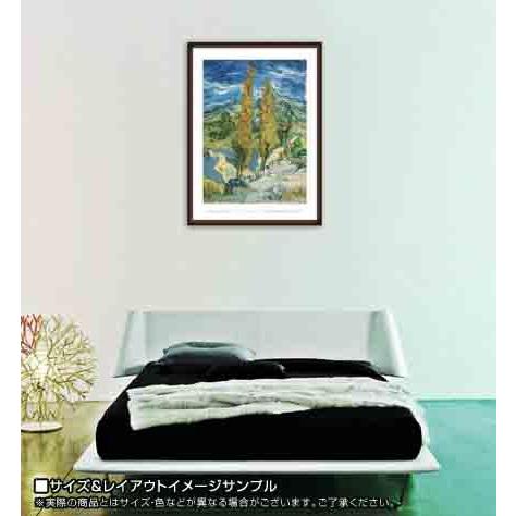 ポスター アート 丘を抜ける道の2本のポプラ（フィンセント ファン