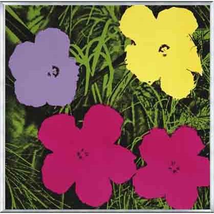 フラワーズ 1970 (1 purple、 1 yellow、 2 pink)（アンディ ウォーホル） 額装品 アルミ製ベーシックフレーム｜aziz